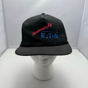 Vtg Eaton Axle Corporation Henderson KY Black Snapback Hat Made USA Trucker Cap